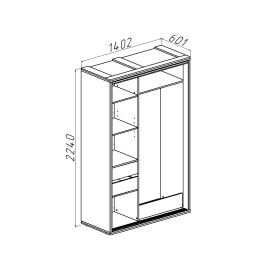 Dulap glisant Bayro Parma 1400x2250x600 alb bayro.md Dulap glisant Bayro Parma 1400x2250x600 alb photo