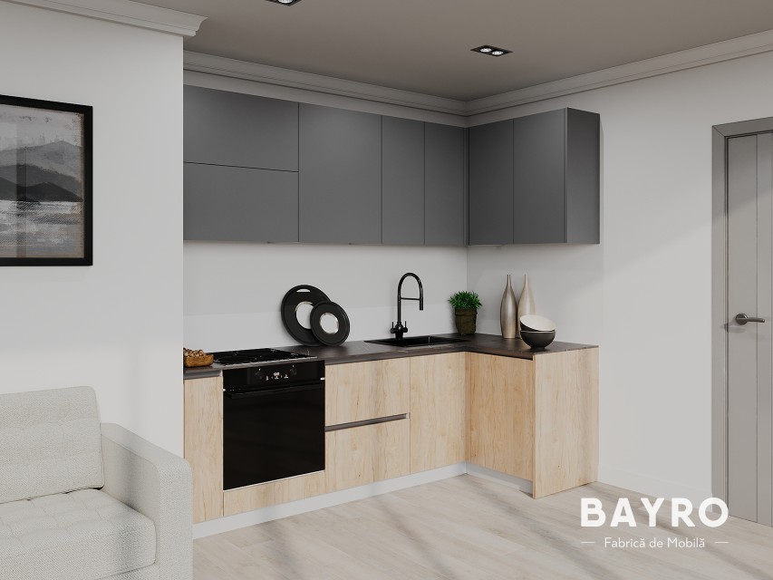 Bucătărie Monti Cucine Stone Grey / Rockford Hickory photo